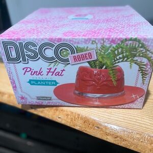 Disco Rodeo Pink Hat Ceramic Planter